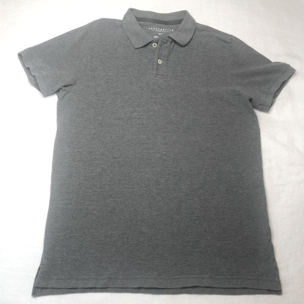 Aeropostale Heather Gray 100% Cotton Polo Shirt Men’s Size Medium